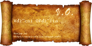 Vécsi Ofélia névjegykártya